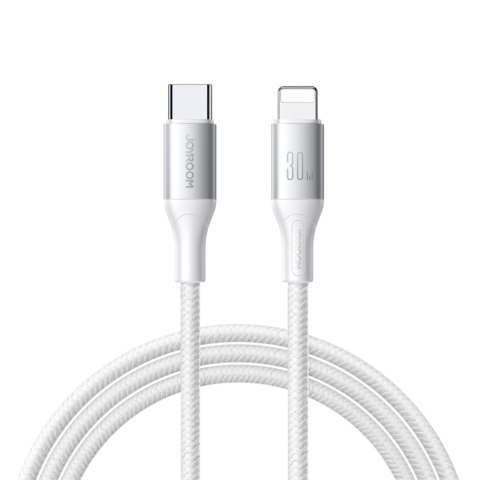 Kabel przewód S-A28 z oplotem USB-C - Lightning 30W 1m - biały