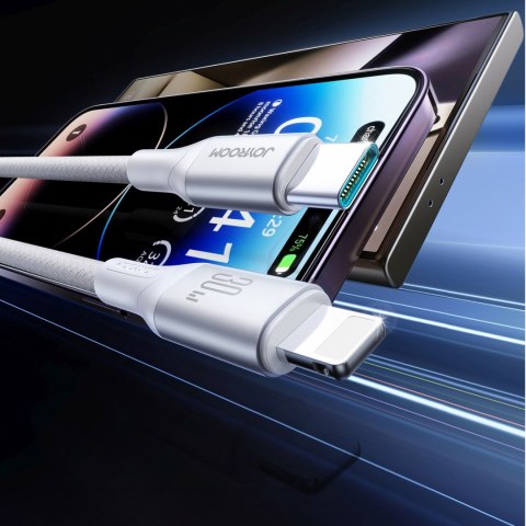 Kabel przewód S-A28 z oplotem USB-C - Lightning 30W 1m - biały