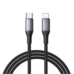 Kabel przewód S-A28 z oplotem USB-C - Lightning 30W 1m - czarny