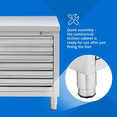 Szafka gastronomiczna na ciasto do pizzy stalowa 7 szuflad 50 x 70 cm