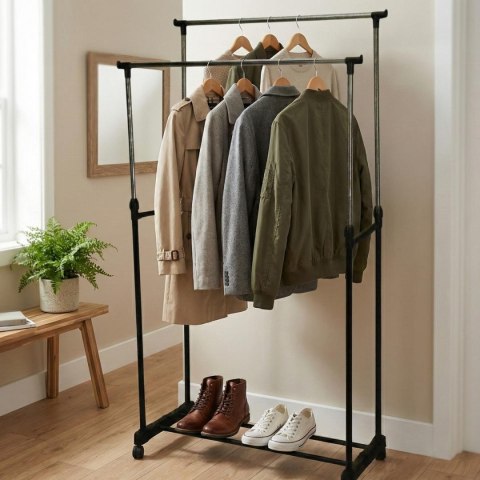 WIESZAK NA UBRANIA 80x42x90-160CM PODWÓJNY EXCELLENT HOUSEWARE