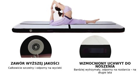 AIRTRACK MATERAC GIMNASTYCZNY ŚĆIEŻKA AKROBATYCZNA CZARNY 400X100X20