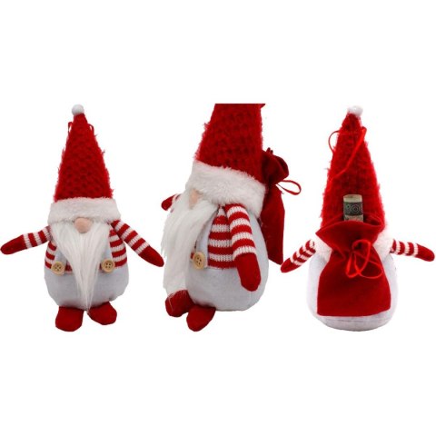 MIKOŁAJ DEKORACYJNY Z WORKIEM NA PREZENT 25CM BIAŁY