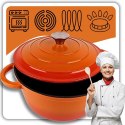 EMALIOWANY GARNEK ŻELIWNY 24cm 4L HAGE ORANGE