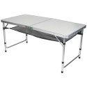 STOLIK TURYSTYCZNY SKŁADANY KEMPINGOWY 120x60x70/62/55CM 4 KRZESŁA I PÓŁKA