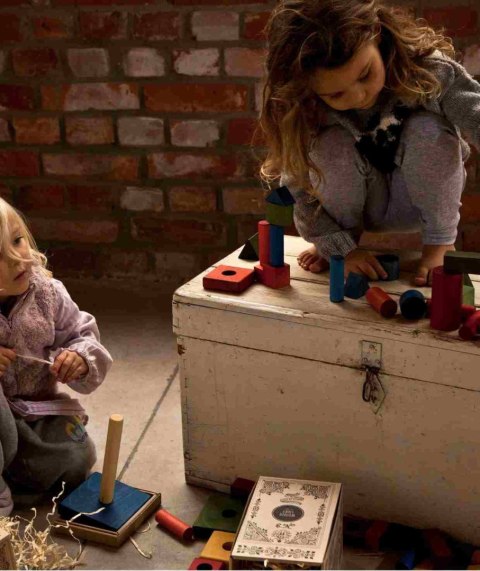 Drewniane Klocki w Skrzynce - Kolorowe, 30 Elementów