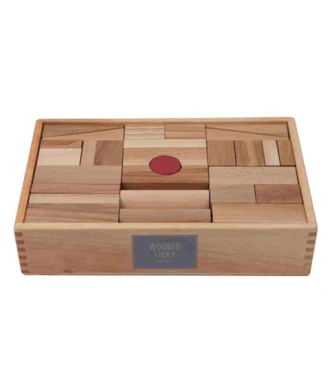 Drewniane Klocki w Skrzynce - Naturalne, XL 63 elementy