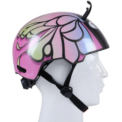 KASK ROWEROWY DZIECIĘCY REGULOWANY NO FEAR R. (48-52CM) MOTYL RÓŻOWY