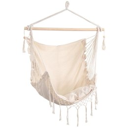 HAMAK FOTEL BRAZYLIJSKI MIAMI Z FRĘDZELKAMI 130X100CM + 2 PODUSZKI 40X40CM BEŻOWY