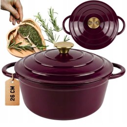 EMALIOWANY GARNEK ŻELIWNY 22cm 3L HAGE EGGPLANT