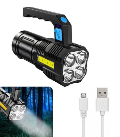 Latarka Akumulatorowa LED Szperacz Mocna Wodoodporna Ładowanie USB