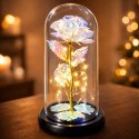 Wieczna Róża W Kopule Kryształowa Kolorowa Oświetlenie LED 21x11cm