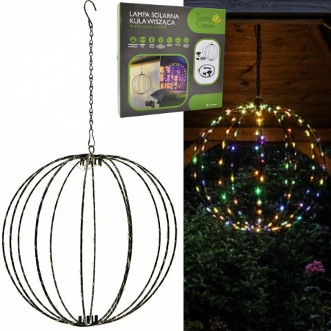 LAMPA SOLARNA WISZĄCA KULA 30CM 120 LED MULTIKOLOR