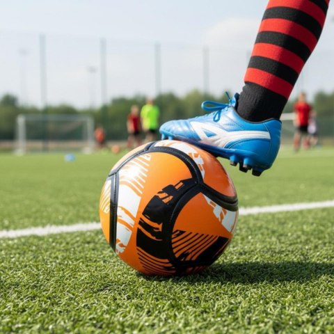 PIŁKA NOŻNA ENERO 6 PANELI POMARAŃCZOWO CZARNA R.2