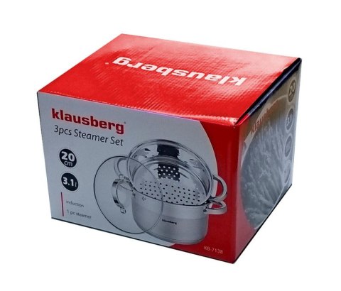GARNKI DO GOTOWANIA NA PARZE 20CM 3 ELE. KLAUSBERG KB-7138