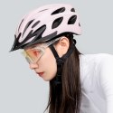 Kask rowerowy z odpinaną szybką daszkiem filtrem UV - różowy