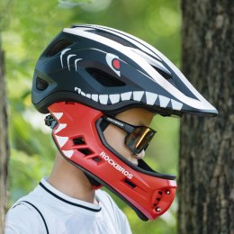 Kask rowerowy dziecięcy z odpinaną szczęką rozmiar S 48-52cm - czarny rekin