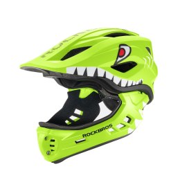 Kask rowerowy dziecięcy z odpinaną szczęką rozmiar S 48-52cm - zielony rekin