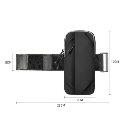 Saszetka armband opaska na ramię na telefon do biegania - czarna