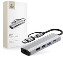 Adapter HUB 5w1 USB-C USB-A Ethernet RJ45 - szary