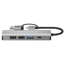 Adapter HUB 5w1 USB-C USB-A Ethernet RJ45 - szary