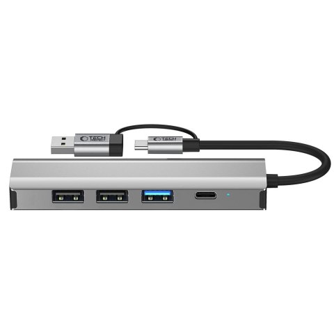 Adapter HUB 5w1 USB-C USB-A Ethernet RJ45 - szary
