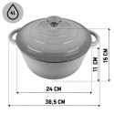 EMALIOWANY GARNEK ŻELIWNY 24cm 4L HAGE SZARY