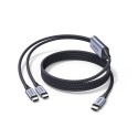 Kabel przewód 2w1 do szybkiego ładowania transmisji USB-C - 2xUSB-C PD 140W 2m - czarny