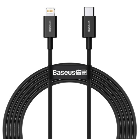 Kabel przewód USB-C - iPhone Lightning Superior Series PD 20W 2m - czarny