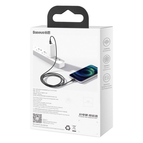 Kabel przewód USB-C - iPhone Lightning Superior Series PD 20W 2m - czarny