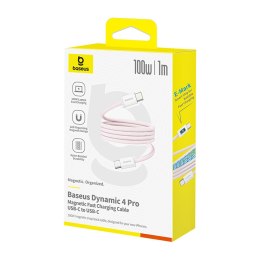 Kabel przewód samoczynnie układający się USB-C Dynamic 4 Pro 100W 1m - różowy
