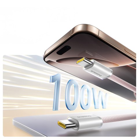 Kabel przewód samoczynnie układający się USB-C Dynamic 4 Pro 100W 1m - różowy