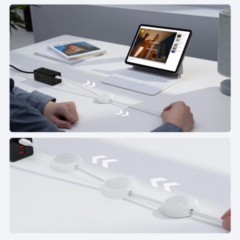 Kabel przewód zwijany USB-C Free2Pull 60W 1m - biały