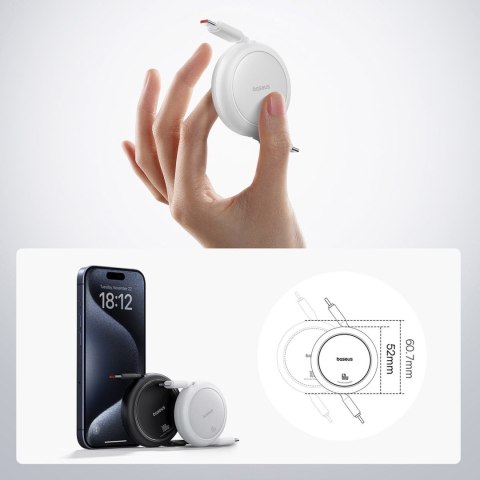 Kabel przewód zwijany USB-C Free2Pull 60W 1m - biały