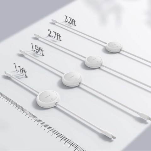 Kabel przewód zwijany USB-C Free2Pull 60W 1m - biały