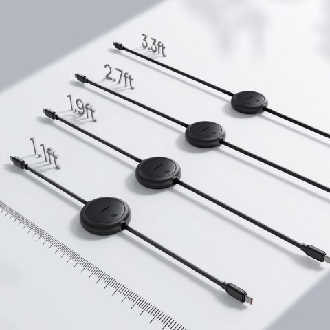 Kabel przewód zwijany USB-C Free2Pull 60W 1m - czarny