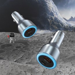 Ładowarka samochodowa USB-A USB-C PD QC LED 120W - szary