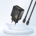 Ładowarka sieciowa USB-A USB-C GaN PD 30W - czarna