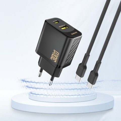 Ładowarka sieciowa USB-A USB-C GaN PD 30W - czarna