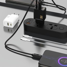 Ładowarka sieciowa USB-A USB-C z kablem USB-C PD QC 35W - biała
