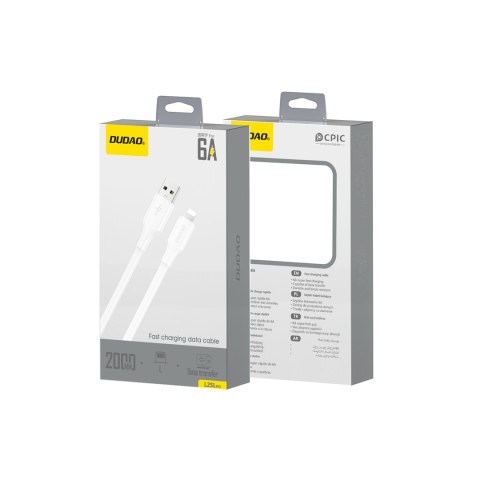 Kabel przewód USB-A - iPhone Lightning 6A 1.2m - biały