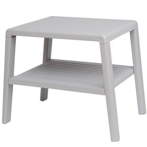 Wytrzymały stolik basenowy kawowy do ogrodu na taras z półką - SZARY