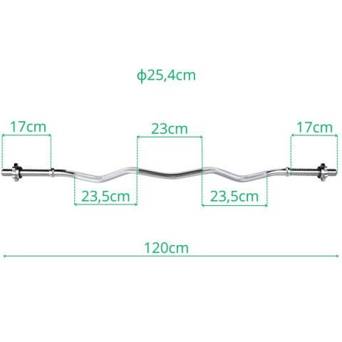 GRYF LEKKO ŁAMANY 120 CM ENERO FIT fi25,4