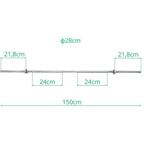 GRYF PROSTY 150 CM ENERO FIT FI28MM