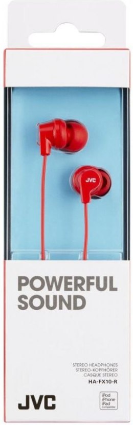 Słuchawki Douszne JVC HA-FX10 Czerwony (1.2m /3.5 mm wtyk/Czerwony)