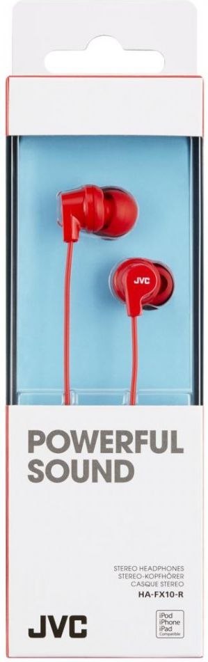 Słuchawki Douszne JVC HA-FX10 Czerwony (1.2m /3.5 mm wtyk/Czerwony)