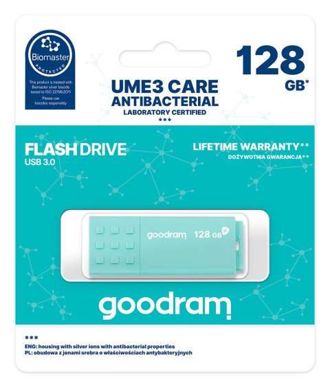 Pendrive GOODRAM USB 3.0 UME3 Care 128 GB (128 GB /USB 3.0 /Miętowy )