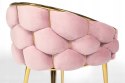 Krzesło Balloon Welur Różowe - Złote Nogi Glamour, Kubełkowe, Do Jadalni Salonu