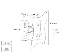 Uchwyt do TV MACLEAN MC-501A (nośność 30kg /23 - 42 cale)