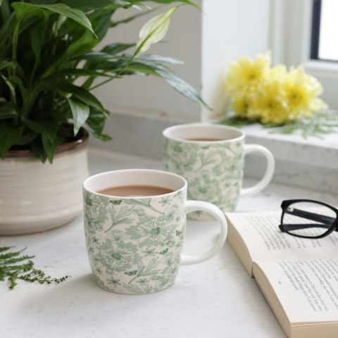 Kubek porcelanowy z liśćmi botanicznymi, 425 ml